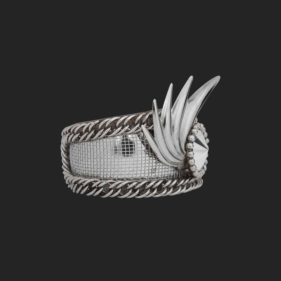 Silver + Mesh - Cuff Bracelet - c.1990