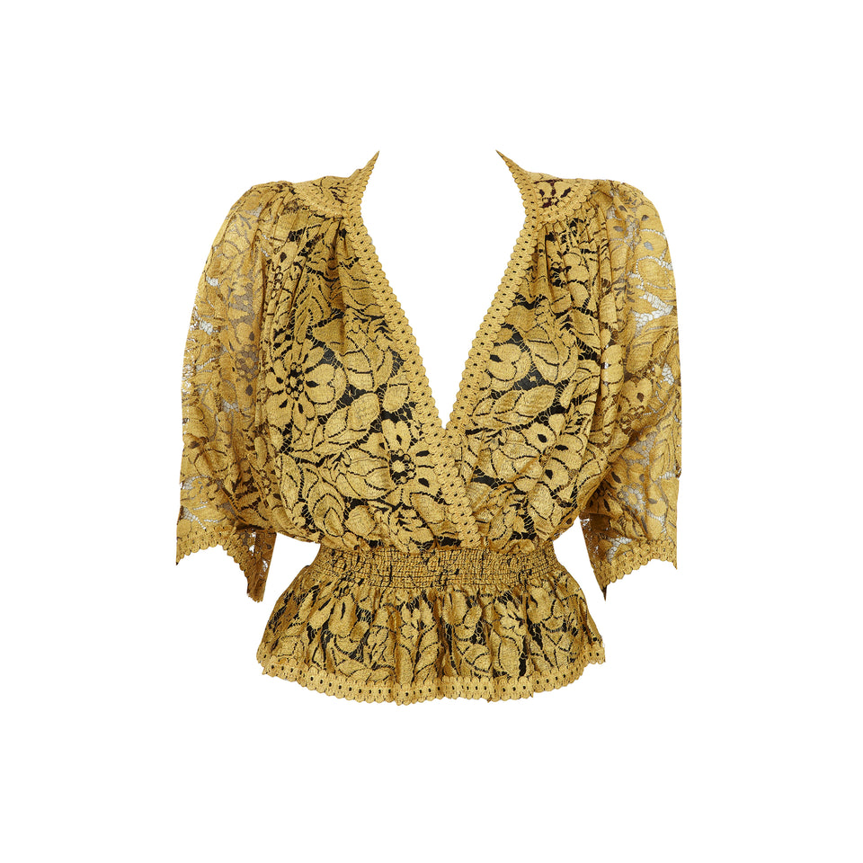 Janice Wainwright Gold Lace Top - c.1970