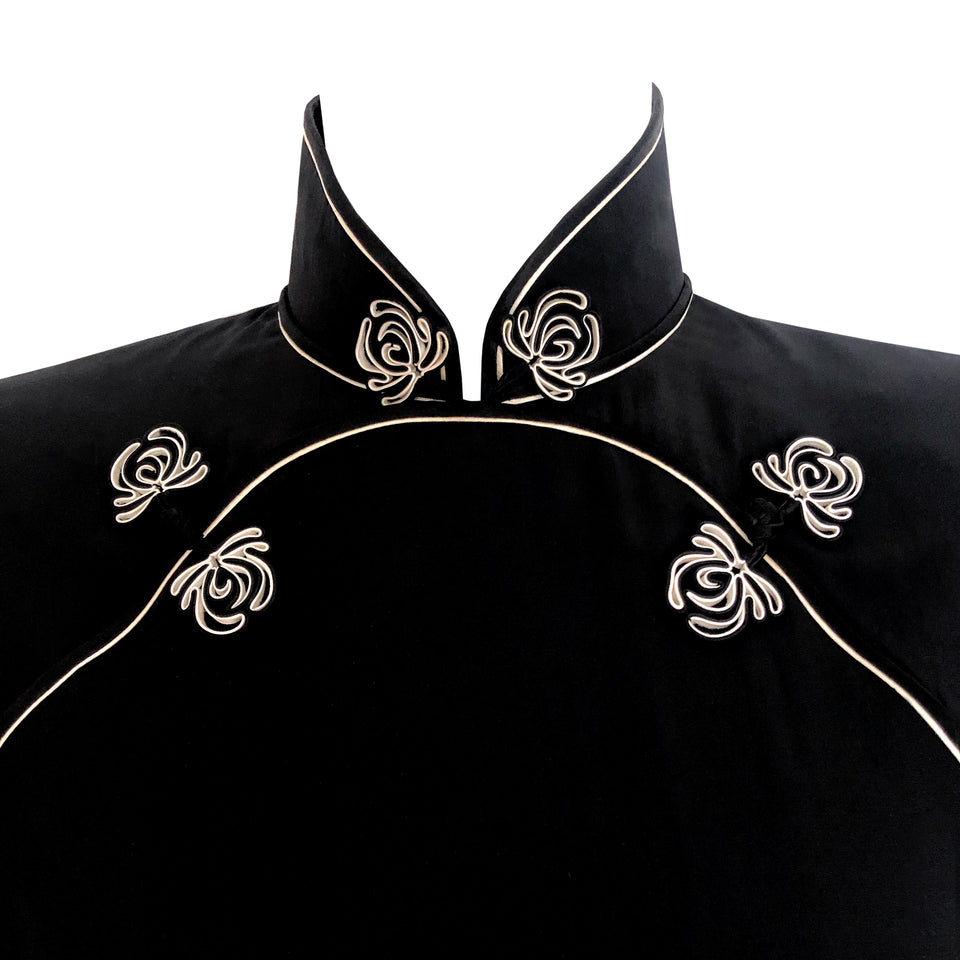 Black + White Silk Dress - c.1980