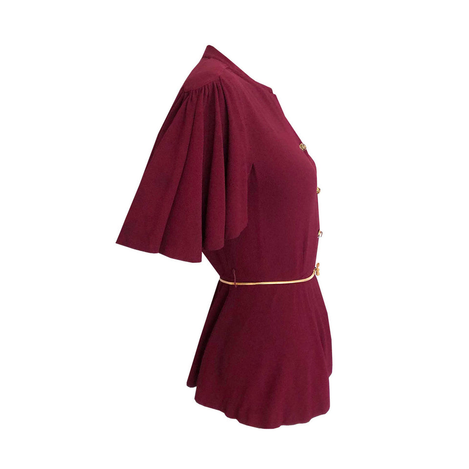 Slashed Sleeved - Crepe Top - c.1930