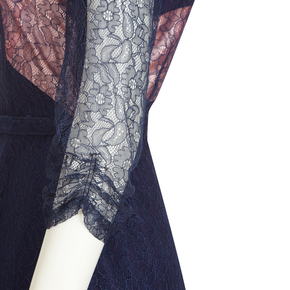 Floral Lace Illusion Gown - c.1940