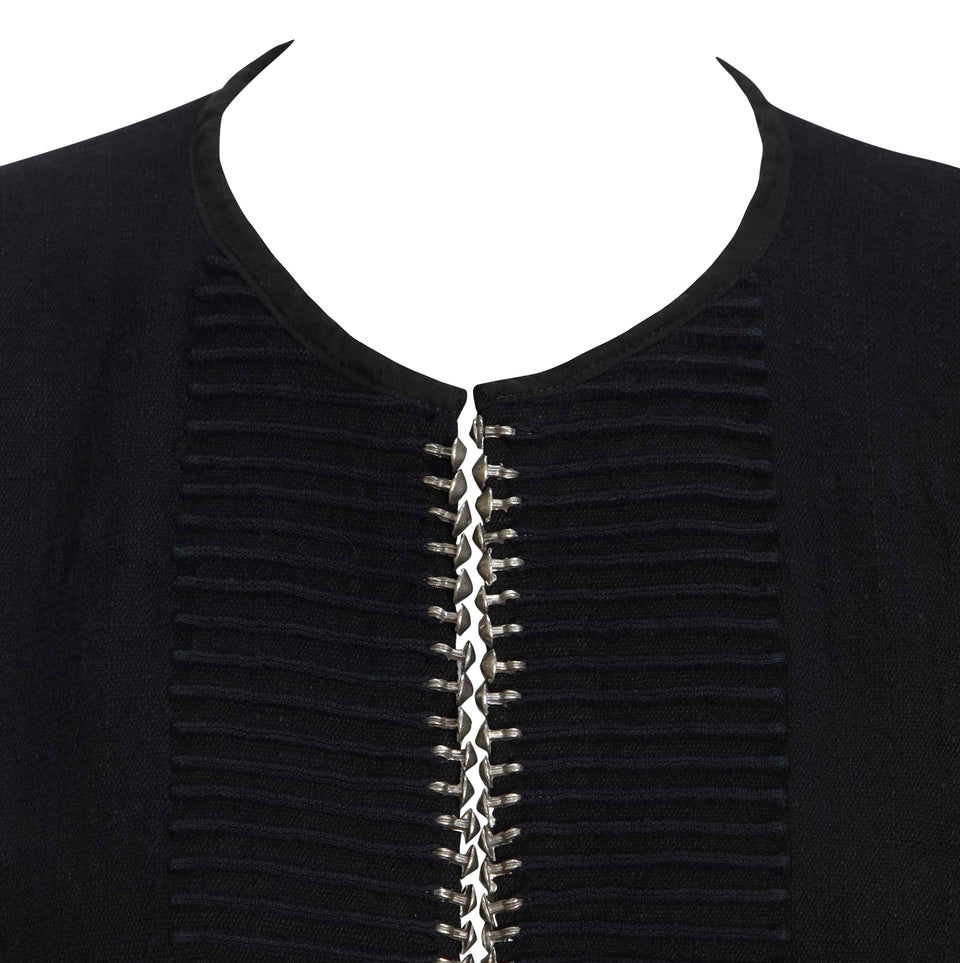 Linen Pintuck Jacket + Silver Beading