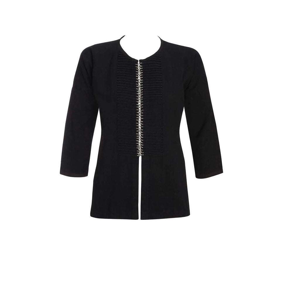 Linen Pintuck Jacket + Silver Beading
