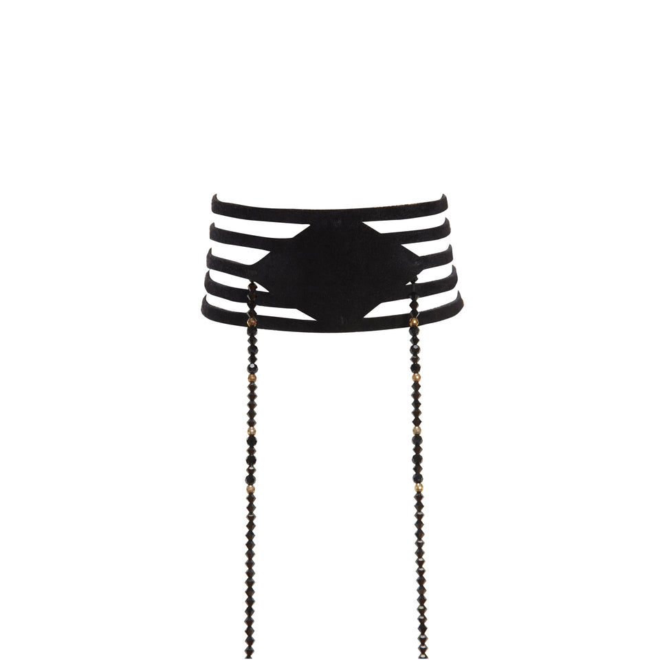 Vanda Smith - Suede & Swarovski - Neckbag