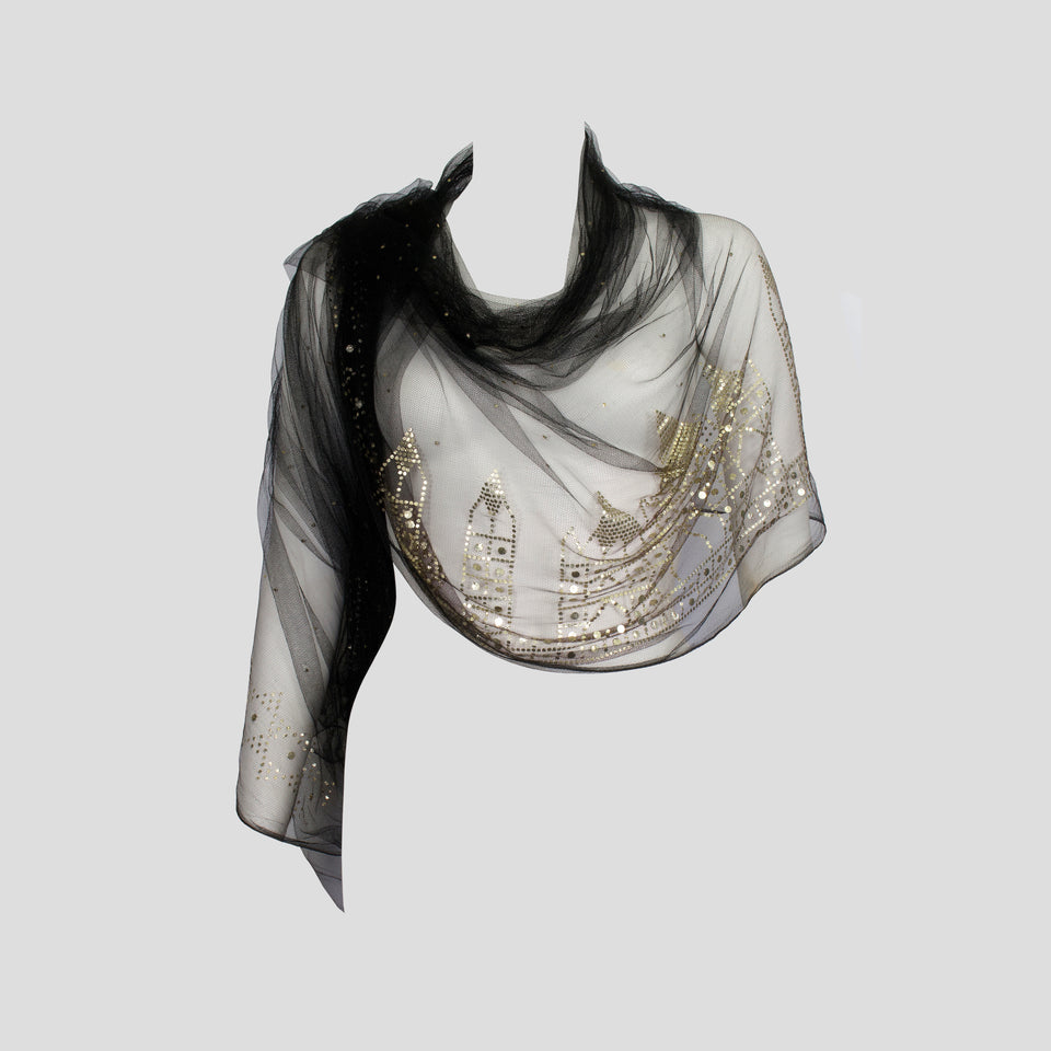 Metallic Sequin - Soft Tulle Shawl