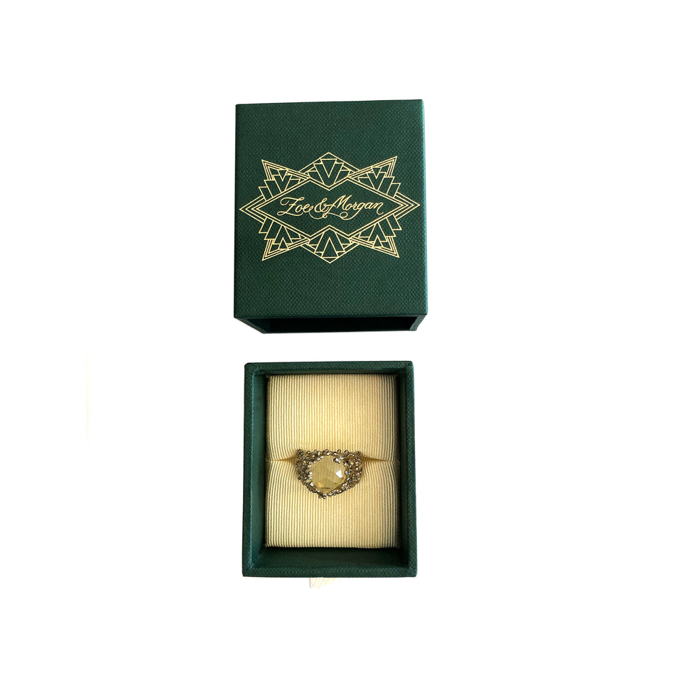 Zoe & Morgan - 'Seaweed' Ring - Lemon Quartz