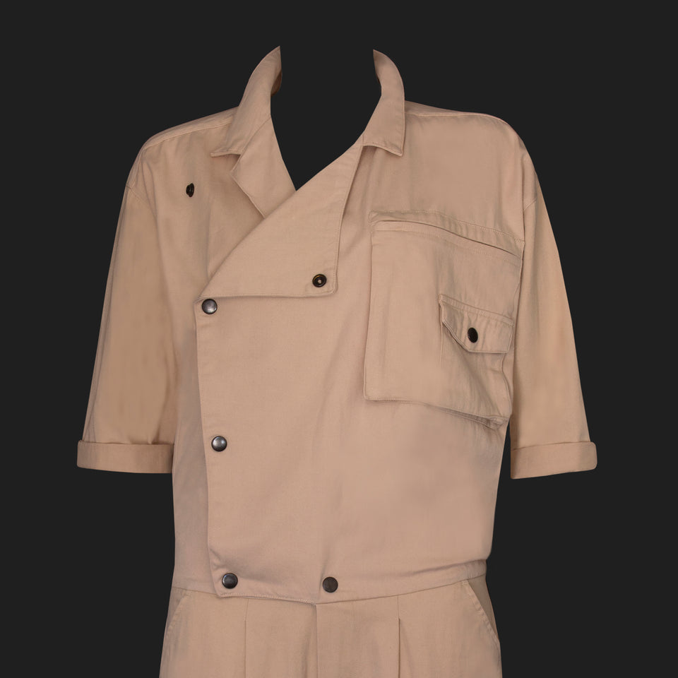Denim + Gunmetal Popper Playsuit - c.1980
