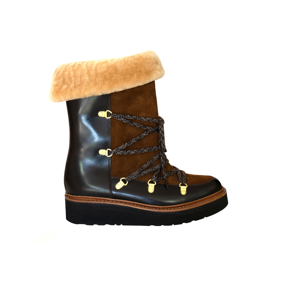 Grenson 'Camille' - Leather + Sheepskin - Snow Boots
