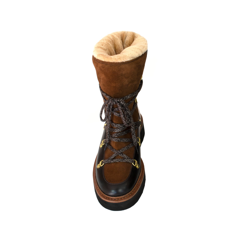 Grenson 'Camille' - Leather + Sheepskin - Snow Boots