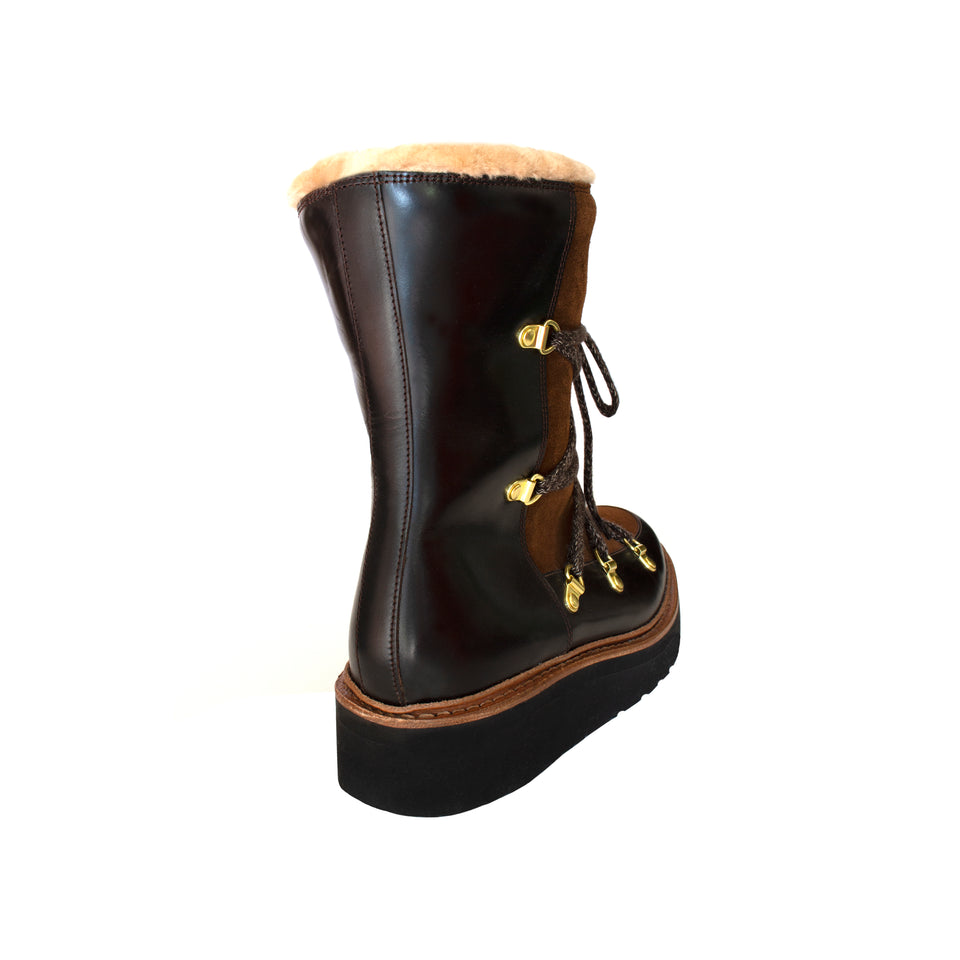 Grenson 'Camille' - Leather + Sheepskin - Snow Boots