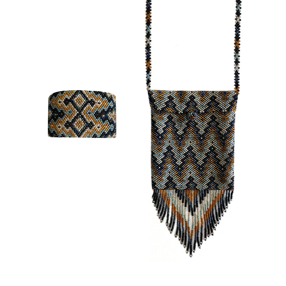 Beaded Mini-Bag + Cuff Bracelet - c.1960