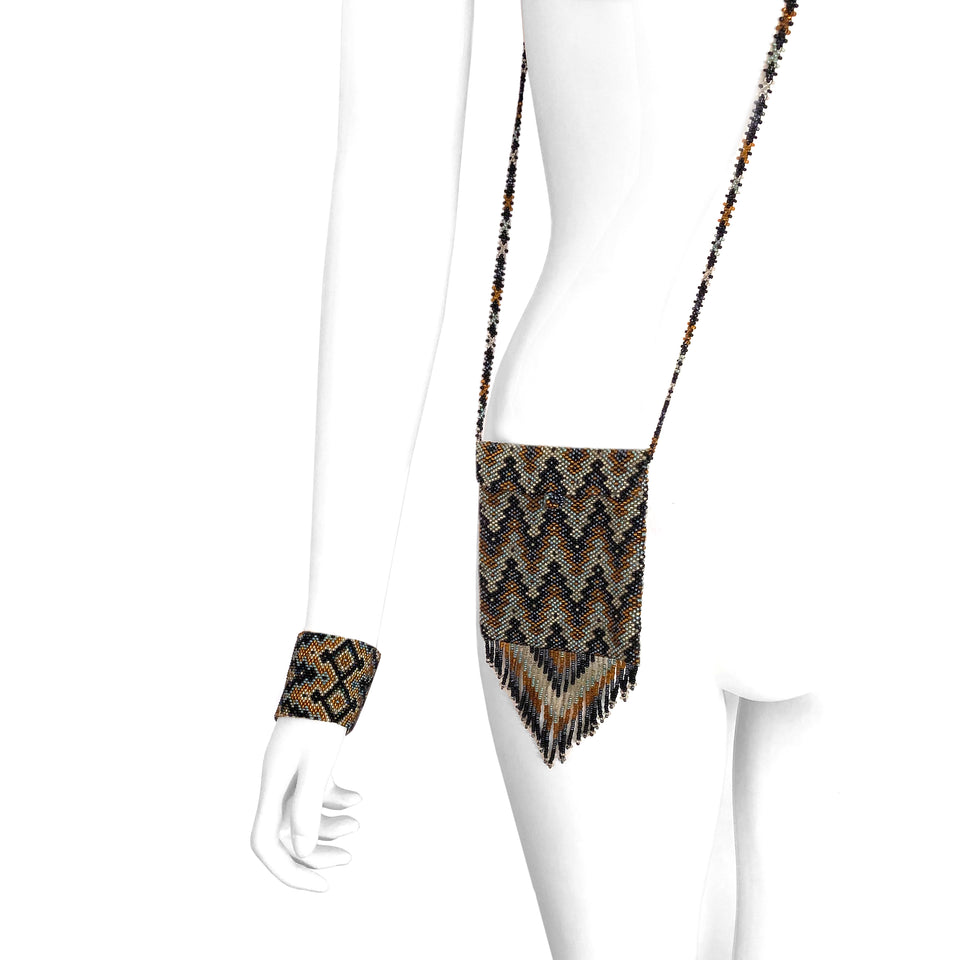 Beaded Mini-Bag + Cuff Bracelet - c.1960
