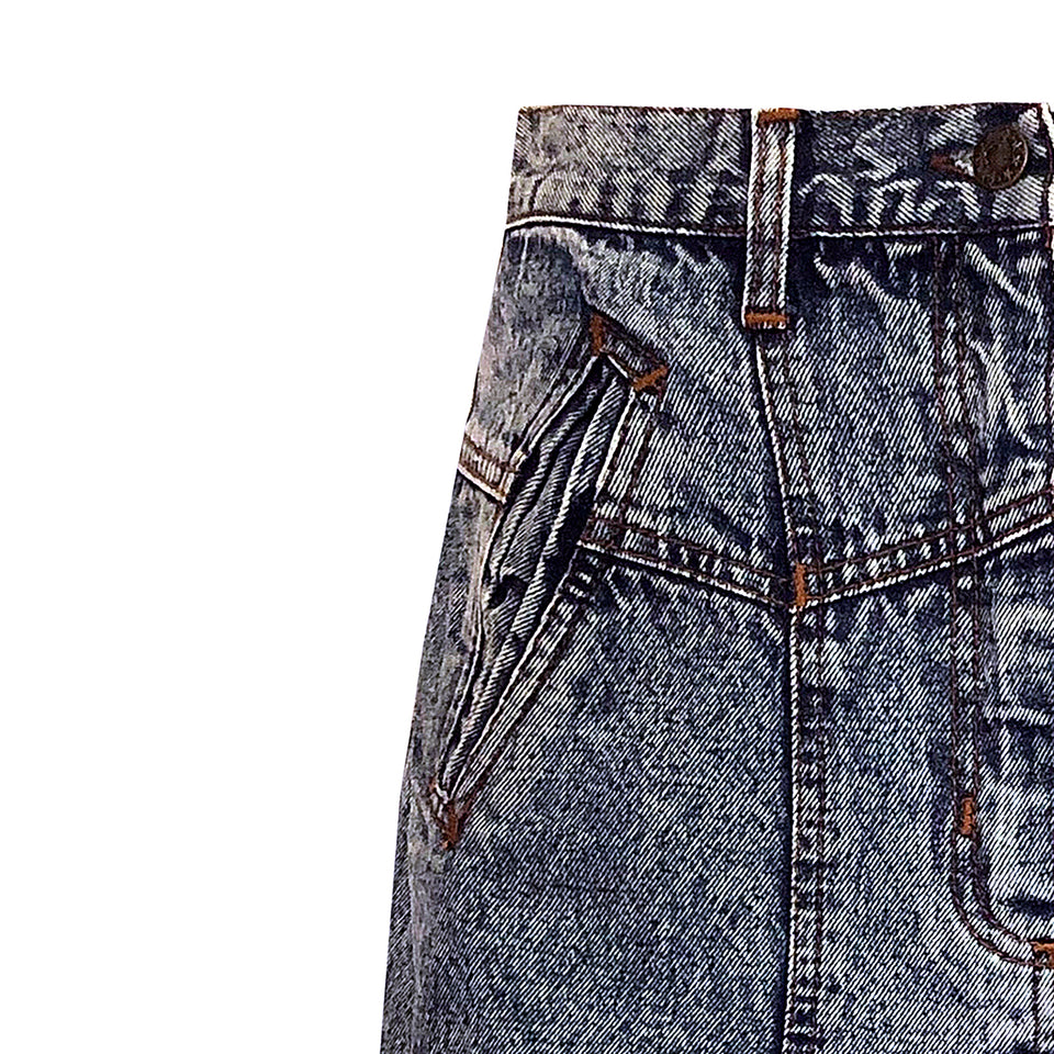 Acid-Washed Denim Skirt - c.1980