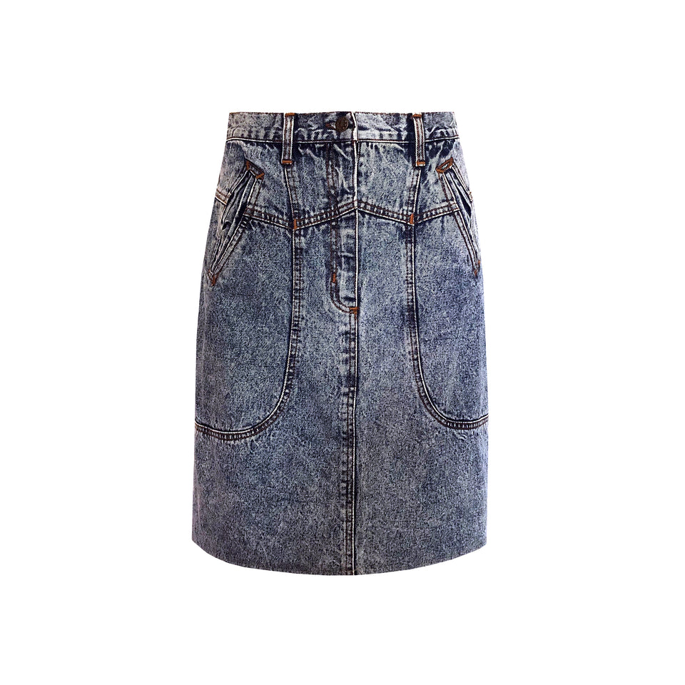 Acid-Washed Denim Skirt - c.1980