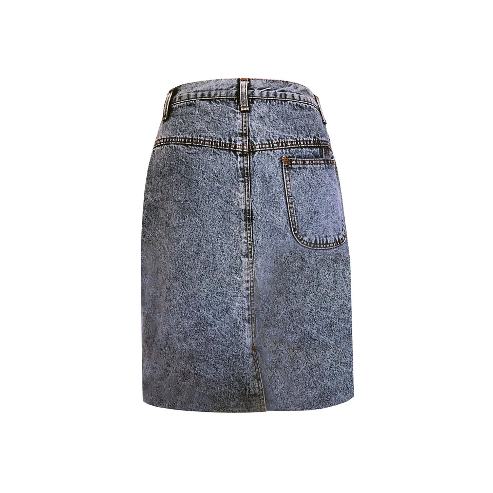 Acid-Washed Denim Skirt - c.1980