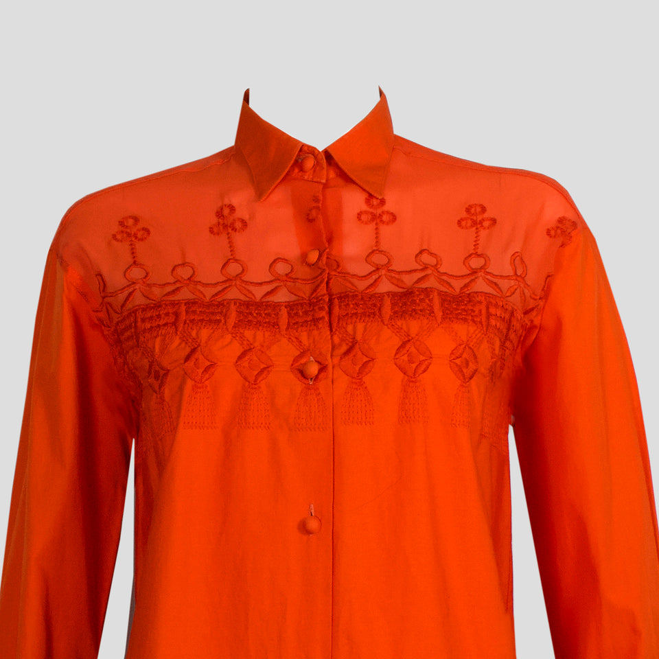 Embroidered Chiffon Shirt - c.1980