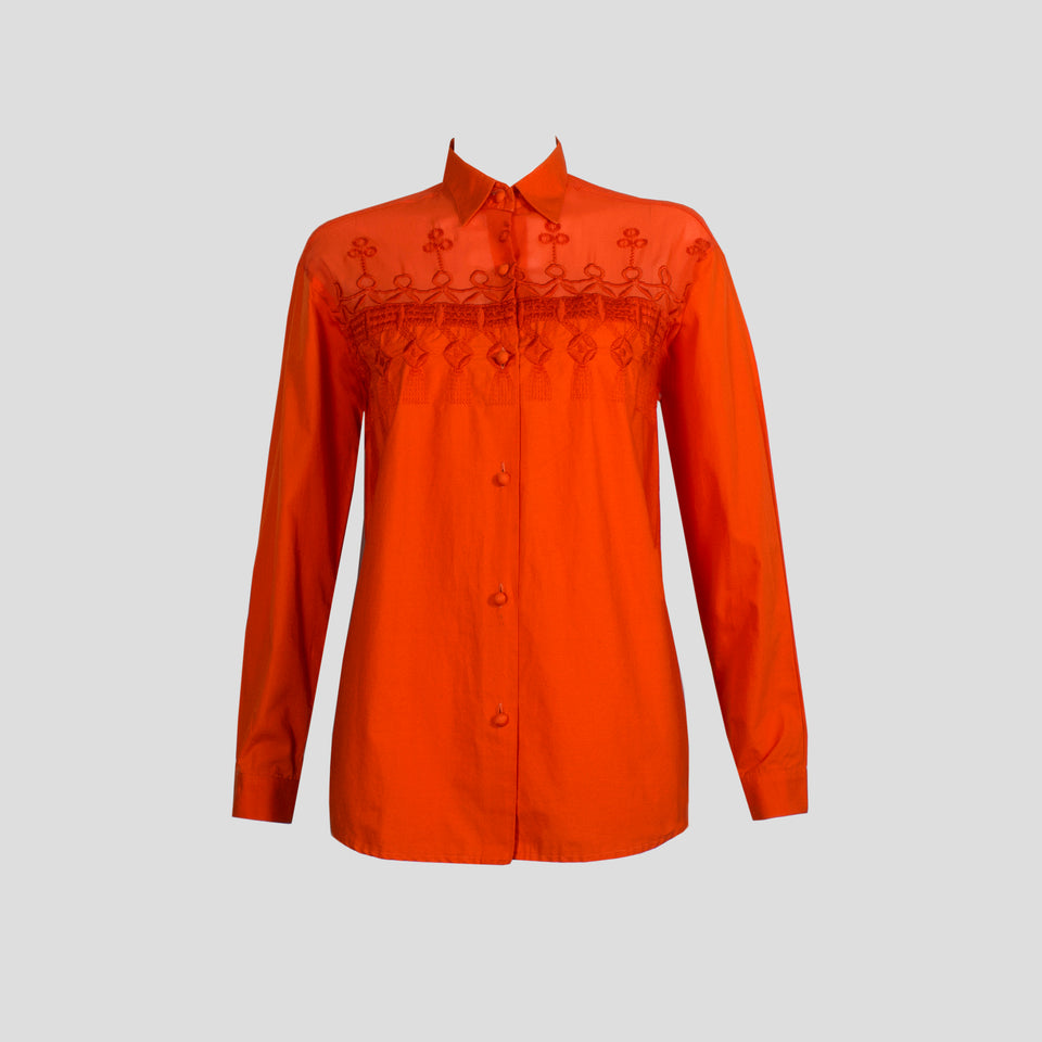 Embroidered Chiffon Shirt - c.1980