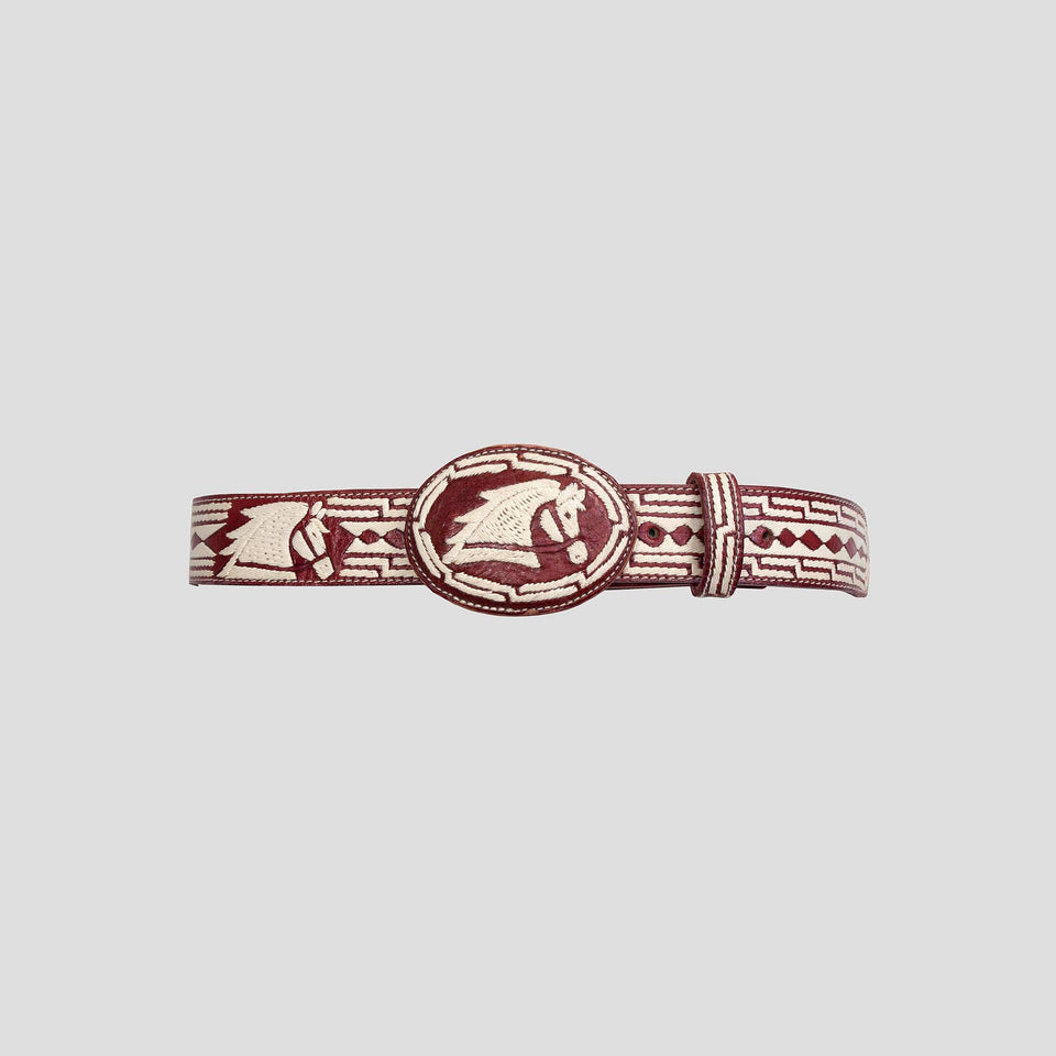 Embroidered Leather - Buckle Belt