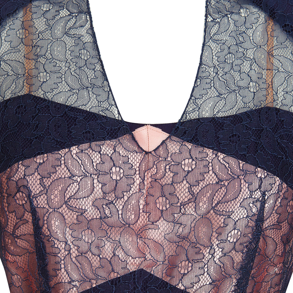 Floral Lace Illusion Gown - c.1940