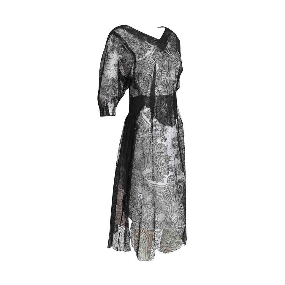 Antique Lace Floral Dress - c.1920